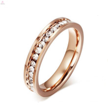 Hot Sale Brushed Stainless Steel White Stone Rose Gold Rings For Women